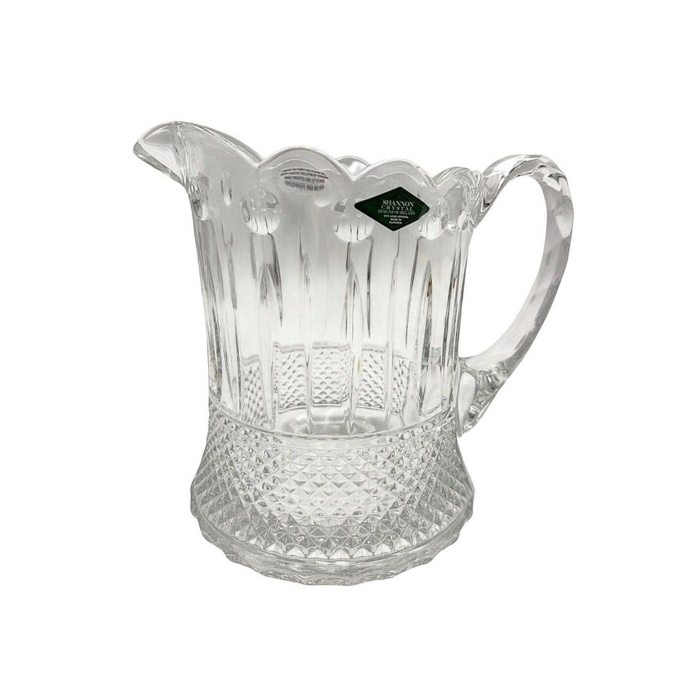 Shannon Crystal Godinger 24% Lead Crystal Pitcher 42oz Scalloped Rim Cut Crystal
